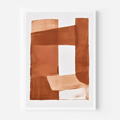 Abstract art piece with brown and beige colors on a white background