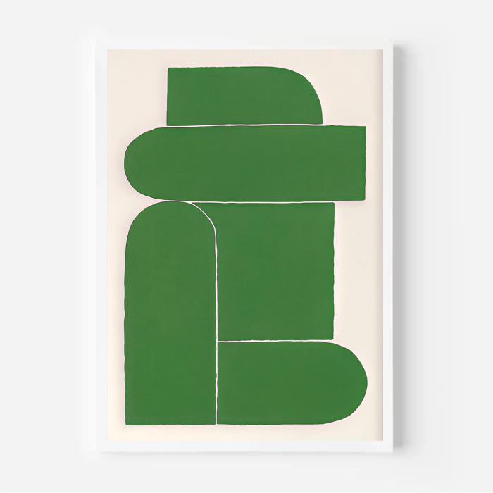 Abstract green shapes on a beige background