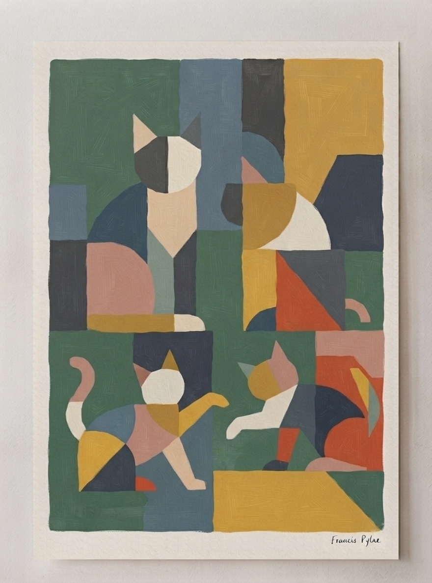 Mid-Century Modern Geometric Cat Acrylic Poster

Mid Century Modern acrylic cat art featuring original acrylic paint artwork printed unframed on premium acrylic with exceptional detail by PrintHaus.