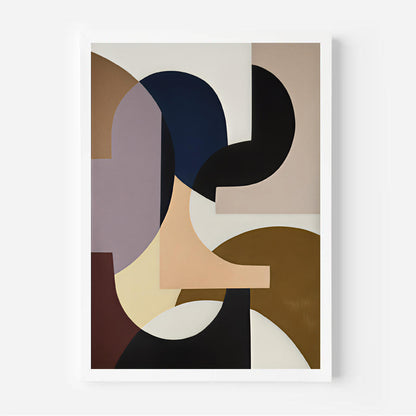 Abstract art print with geometric shapes on a white background