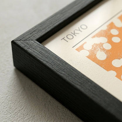 Framed Mid-century modern Japanese wave poster detail for contemporary interiors