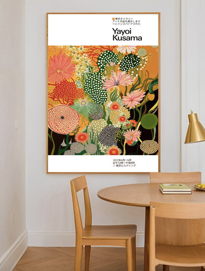 Contemporary Yayoi Kusama inspired floral polka dot poster print