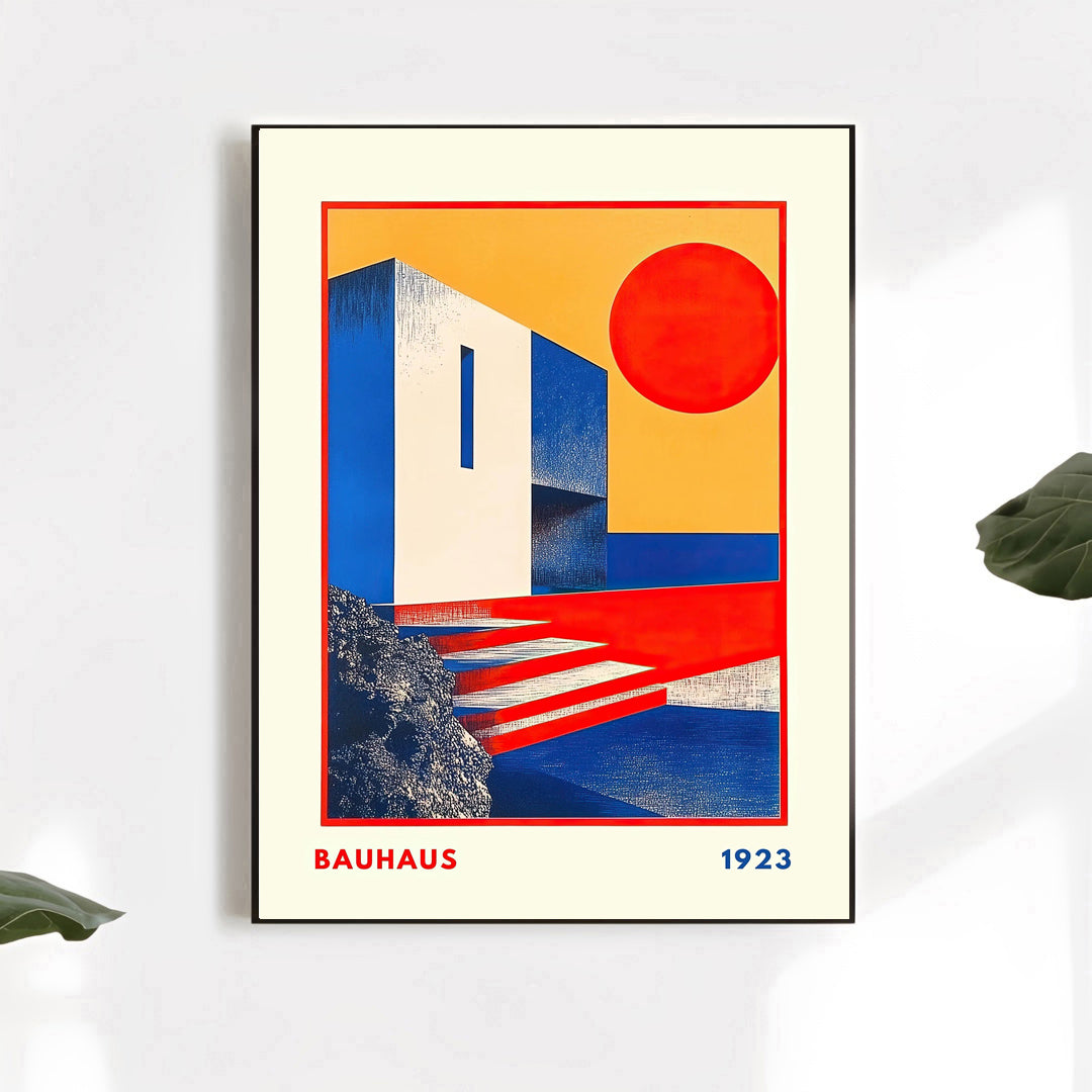 Geometric architecture scene art print for modern home decor